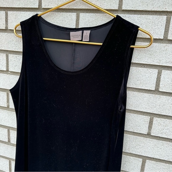 Chico’s Easywear Black Velvet Sleeveless Stretch Shift Dress Size 1 M Classic - Picture 3 of 7